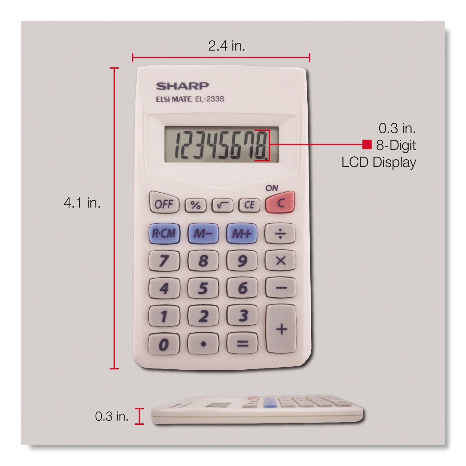 Sharp EL233SB Pocket Calculator, 8-Digit LCD