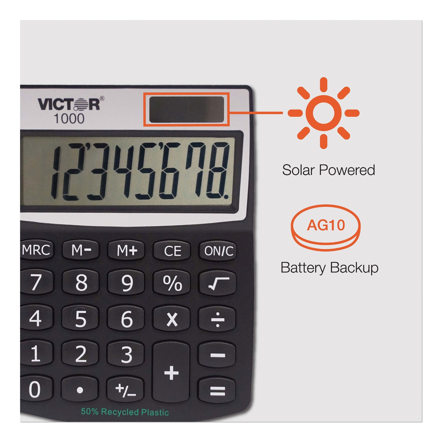 Victor 1000 Minidesk Calculator, 8-Digit LCD