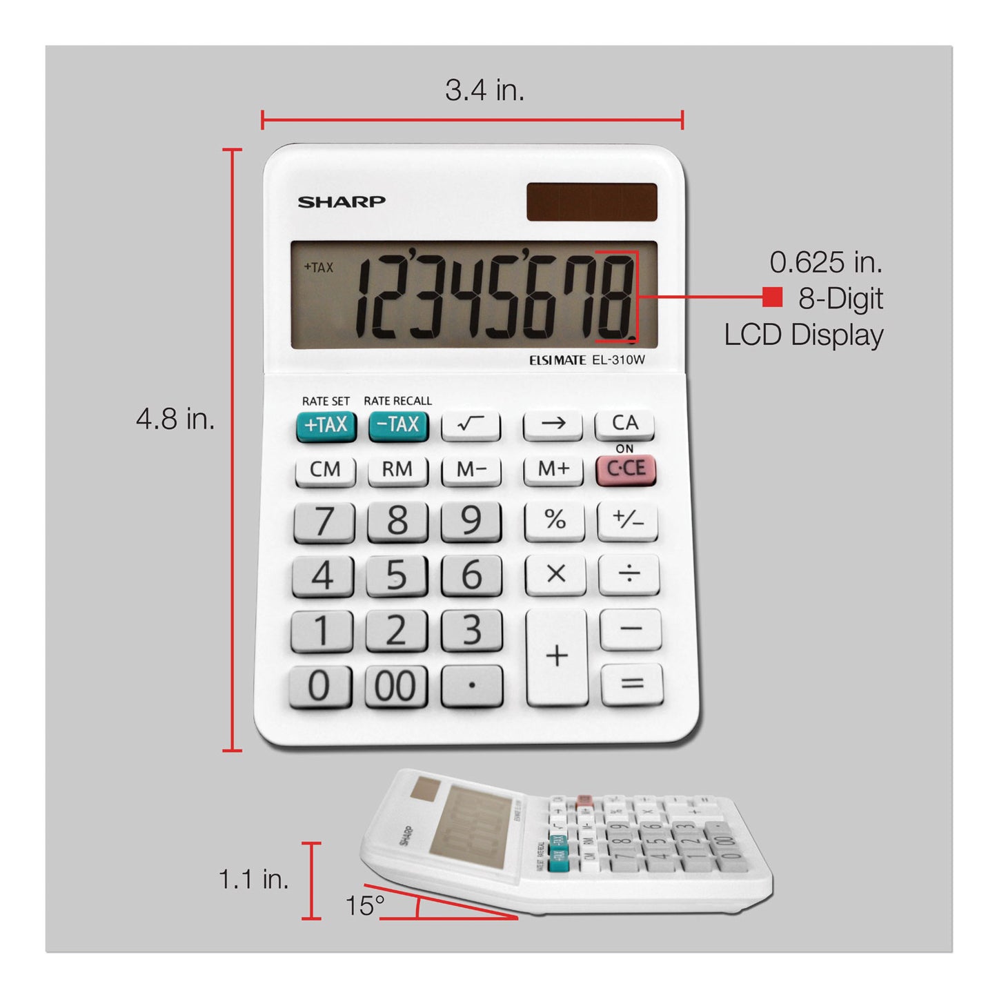 Sharp EL-310WB Mini Desktop Calculator, 8-Digit LCD