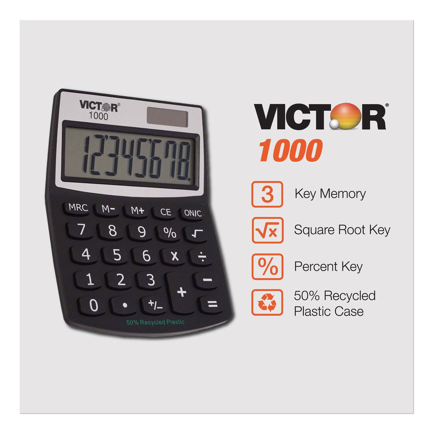 Victor 1000 Minidesk Calculator, 8-Digit LCD