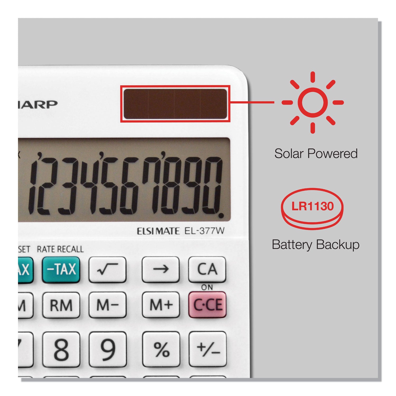 Sharp EL-377WB Large Pocket Calculator, 10-Digit LCD