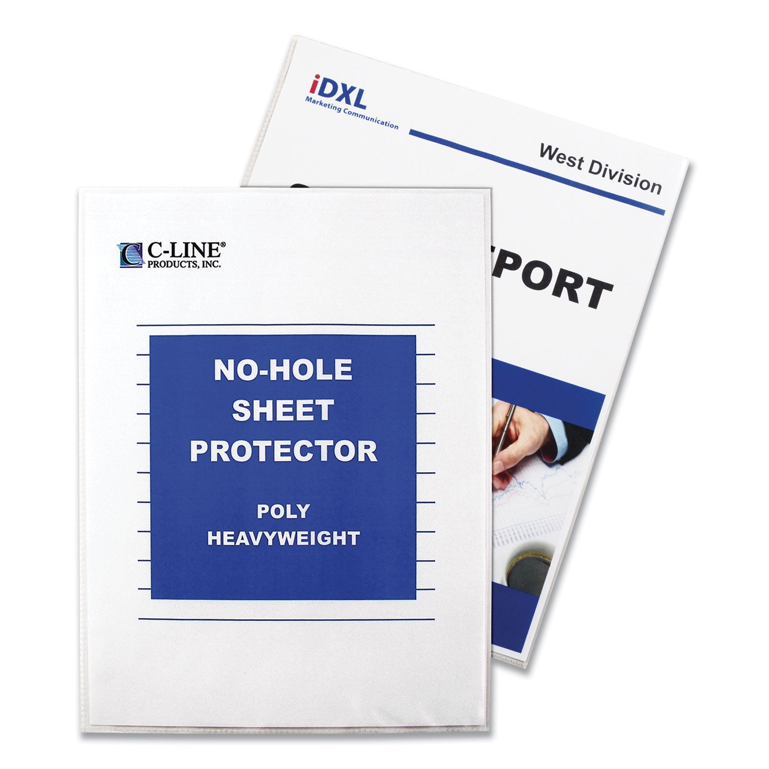 C-Line Top-Load No-Hole Sheet Protectors, Heavyweight, Clear, 2" Capacity, 25/Box (62907)