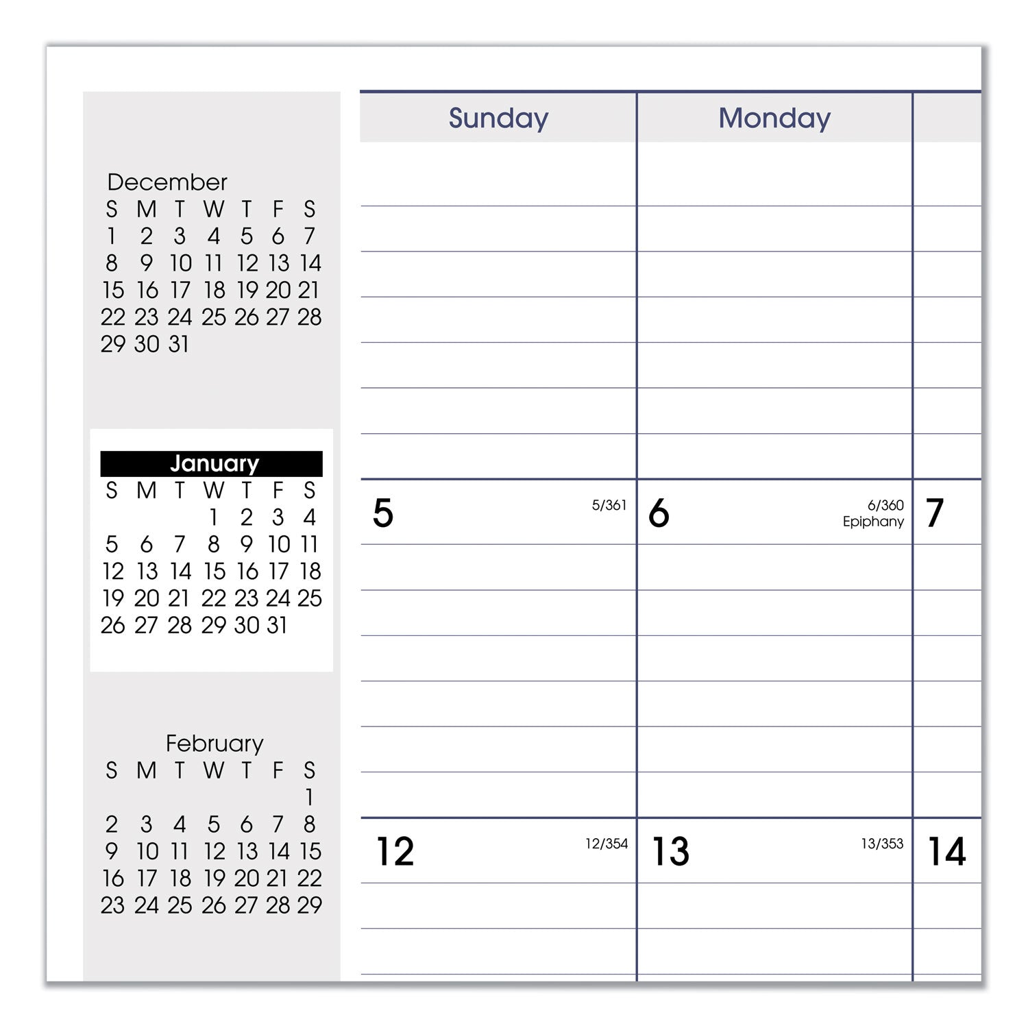 AT-A-GLANCE DayMinder Monthly Planner, Ruled Blocks, 12 x 8, Black Cover, 14-Month: Dec 2024 to Jan 2026 (G47000)