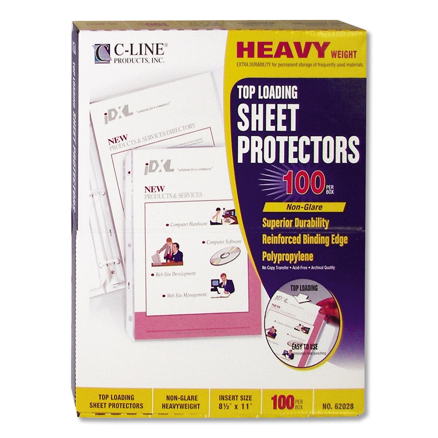 C-Line Heavyweight Polypropylene Sheet Protectors, Non-Glare, 2", 11 x 8.5, 100/Box (62028)