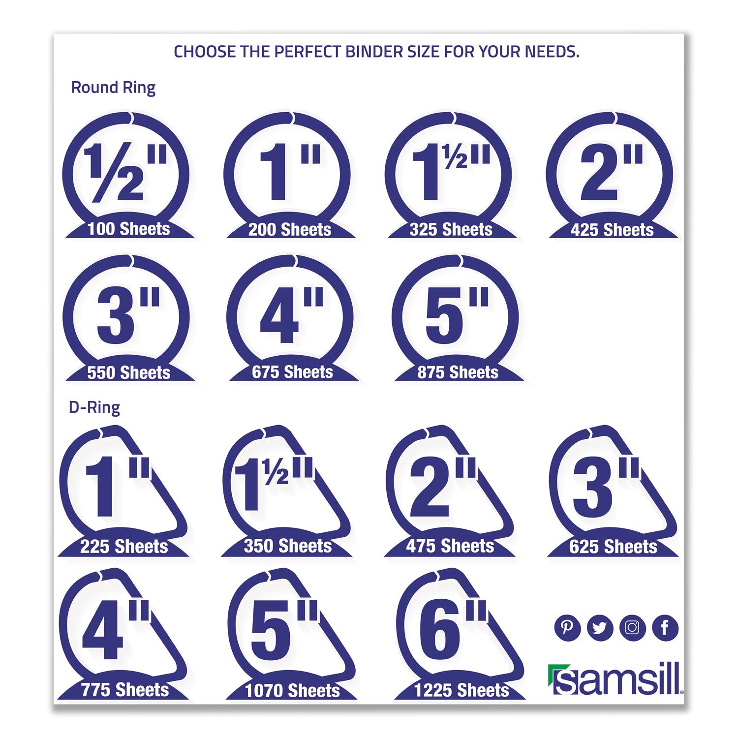 Samsill Earth's Choice Plant-Based D-Ring View Binder, 3 Rings, 3" Capacity, 11 x 8.5, White (16987)