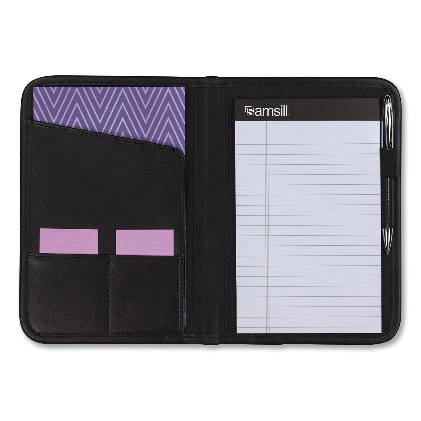 Samsill Professional Padfolio, 3/4w x 9 1/4h, Open Style, Black (70811)