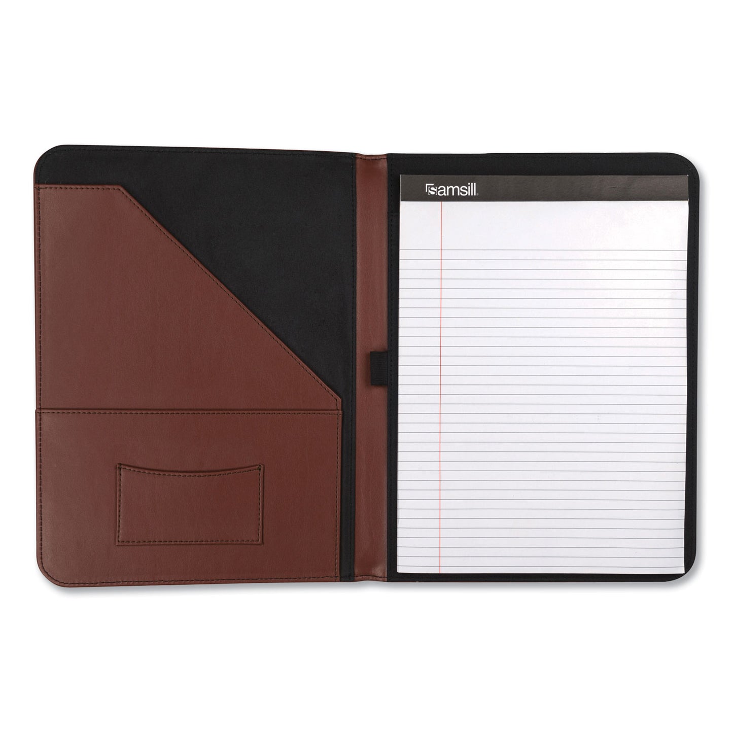 Samsill Contrast Stitch Leather Padfolio, 8 1/2 x 11, Leather, Tan (71716)