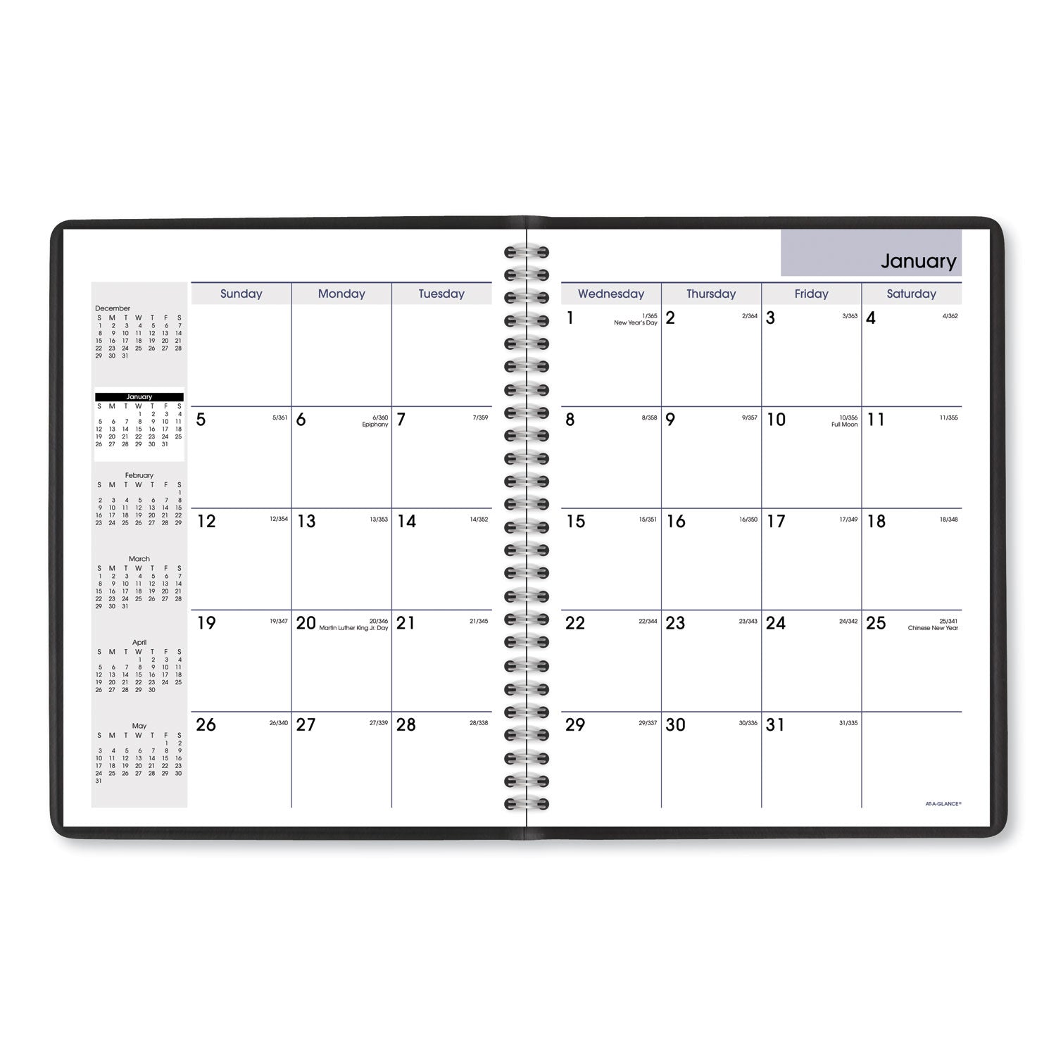 AT-A-GLANCE DayMinder Monthly Planner with Notes Column, Ruled Blocks, 8.75 x 7, Black Cover, 12-Month (Jan to Dec): 2025 (G40000)