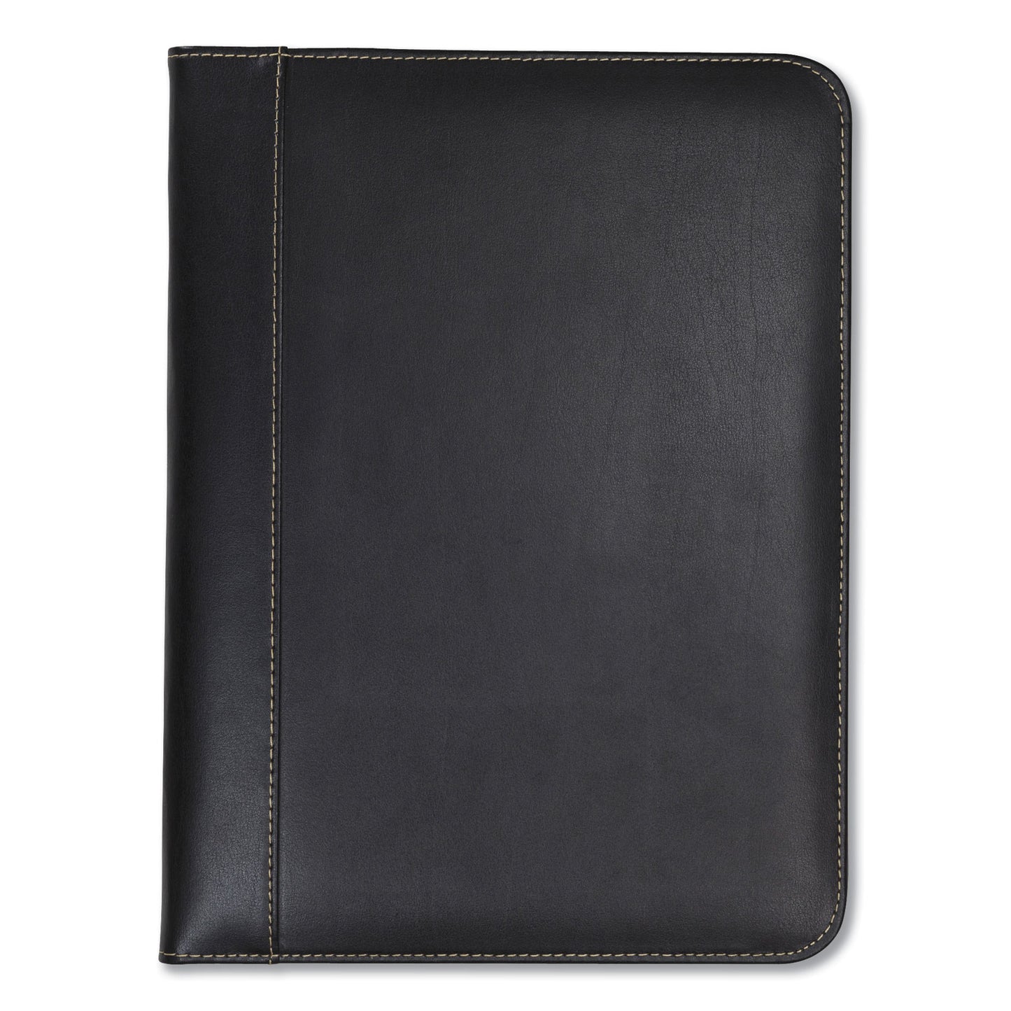 Samsill Contrast Stitch Leather Padfolio, 8 1/2 x 11, Leather, Black (71710)