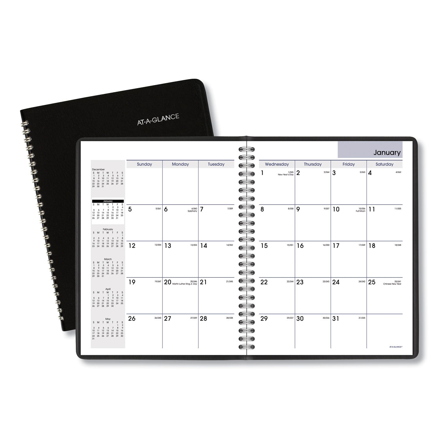 AT-A-GLANCE DayMinder Monthly Planner with Notes Column, Ruled Blocks, 8.75 x 7, Black Cover, 12-Month (Jan to Dec): 2025 (G40000)