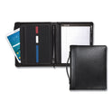 Samsill Leather Multi-Ring Zippered Portfolio, Two-Part, 1" Cap, 11 x 13 1/2, Black (15540)