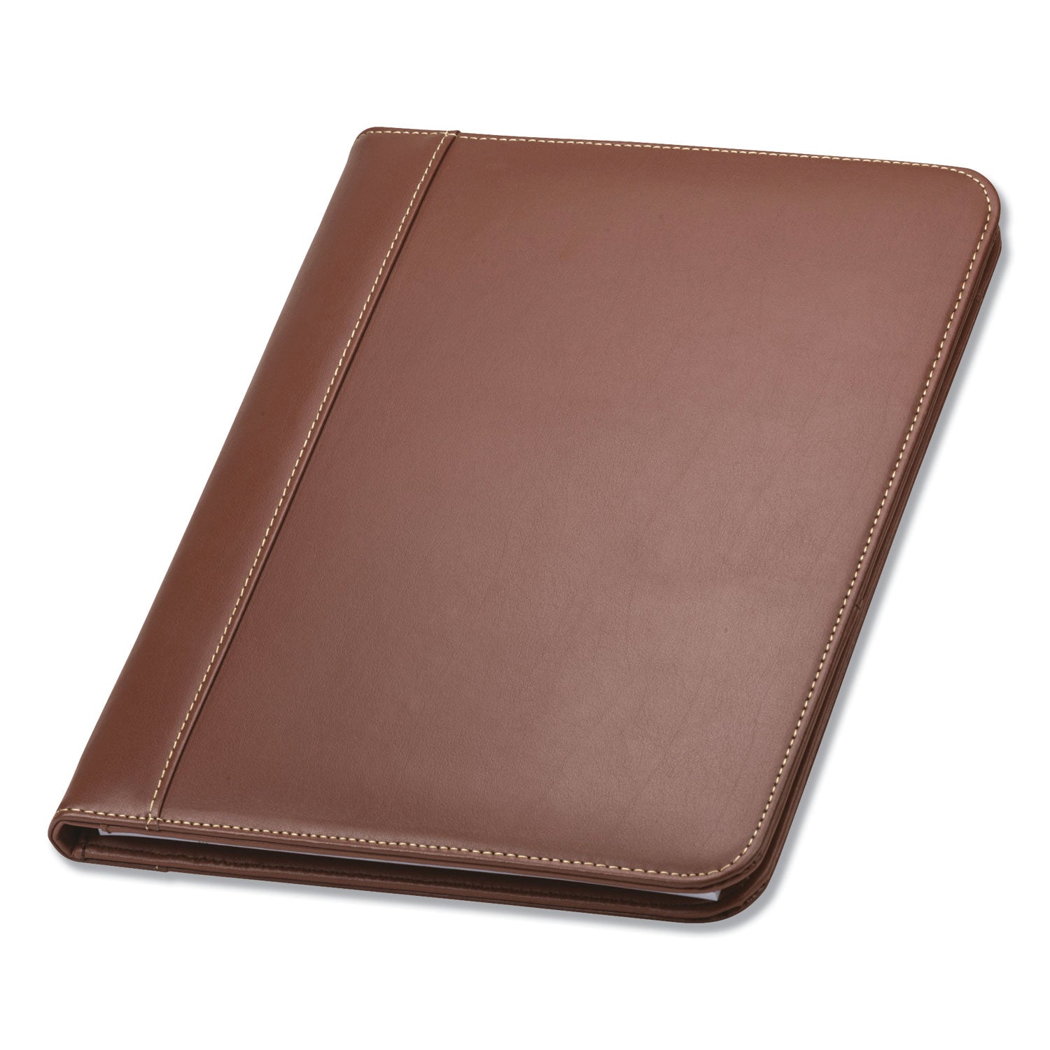 Samsill Contrast Stitch Leather Padfolio, 8 1/2 x 11, Leather, Tan (71716)