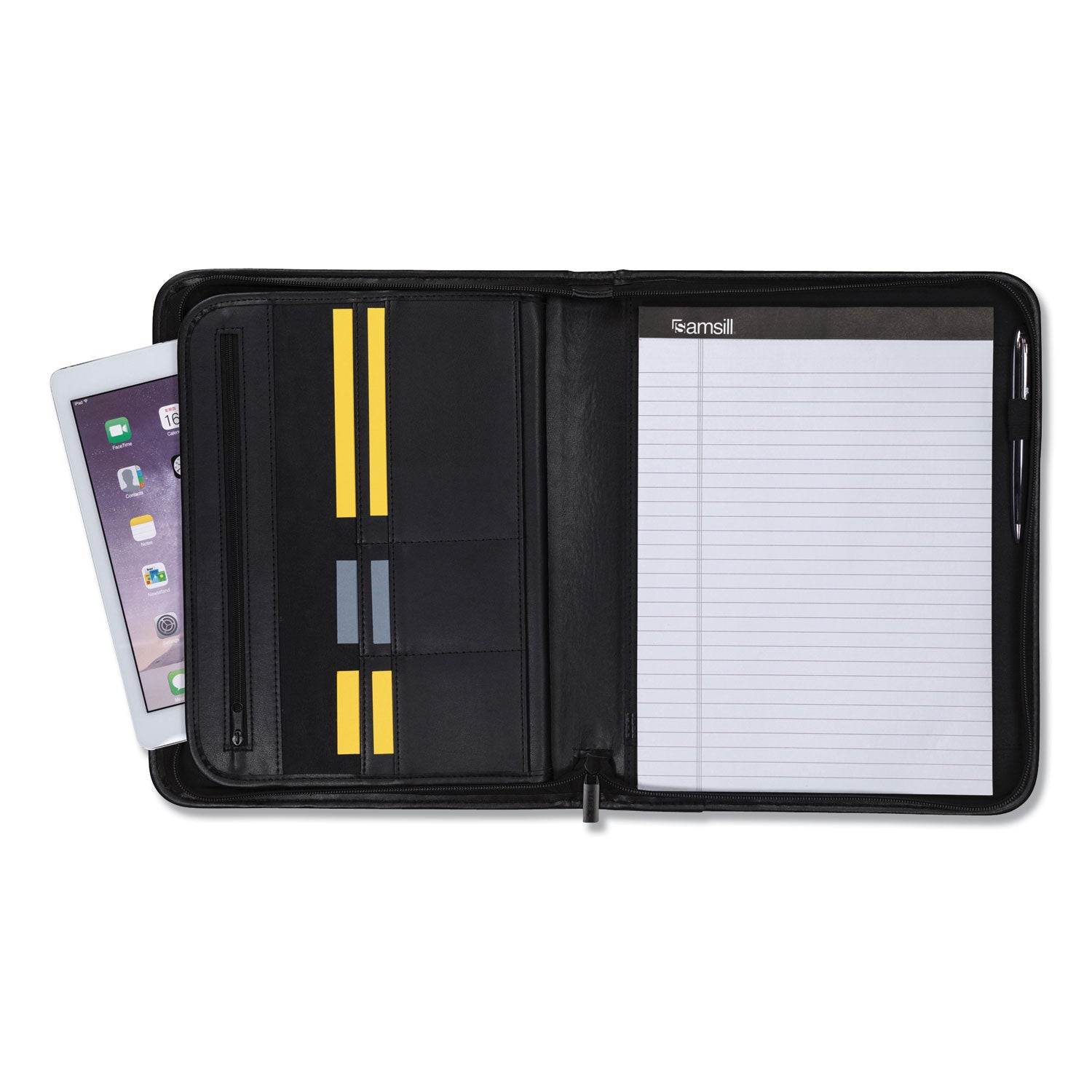 Samsill Professional Zippered Pad Holder, Pockets/Slots, Writing Pad, Black (70820)