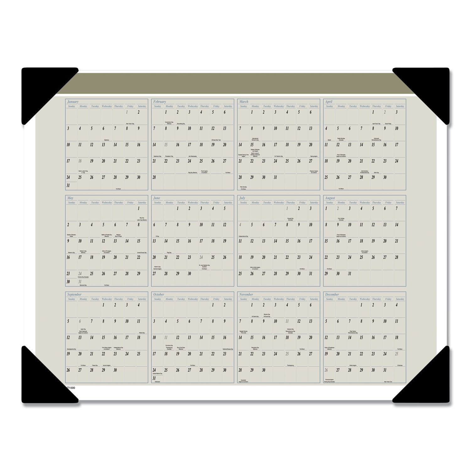 AT-A-GLANCE Executive Monthly Desk Pad Calendar, 22 x 17, White Sheets, Black Corners, 12-Month (Jan to Dec): 2025 (HT1500)
