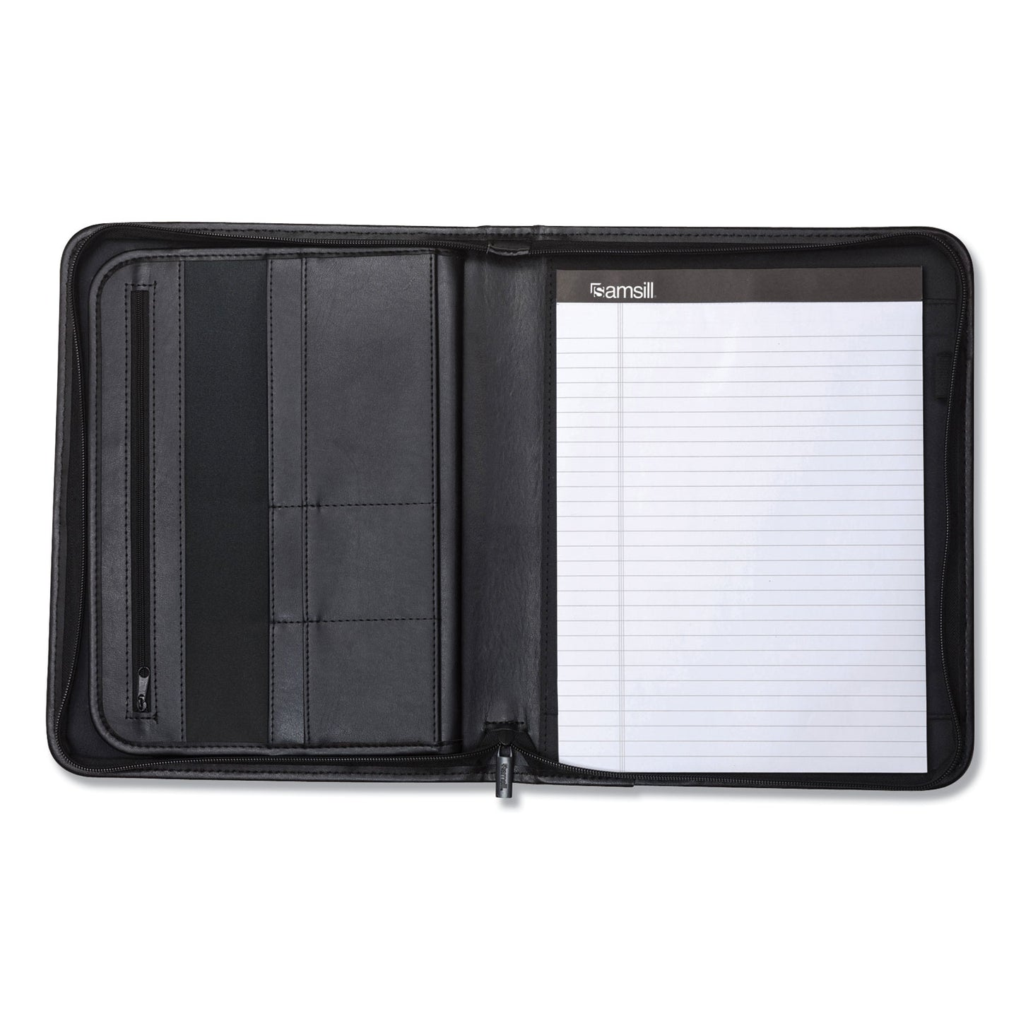 Samsill Professional Zippered Pad Holder, Pockets/Slots, Writing Pad, Black (70820)