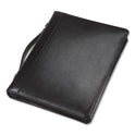 Samsill Leather Multi-Ring Zippered Portfolio, Two-Part, 1" Cap, 11 x 13 1/2, Black (15540)