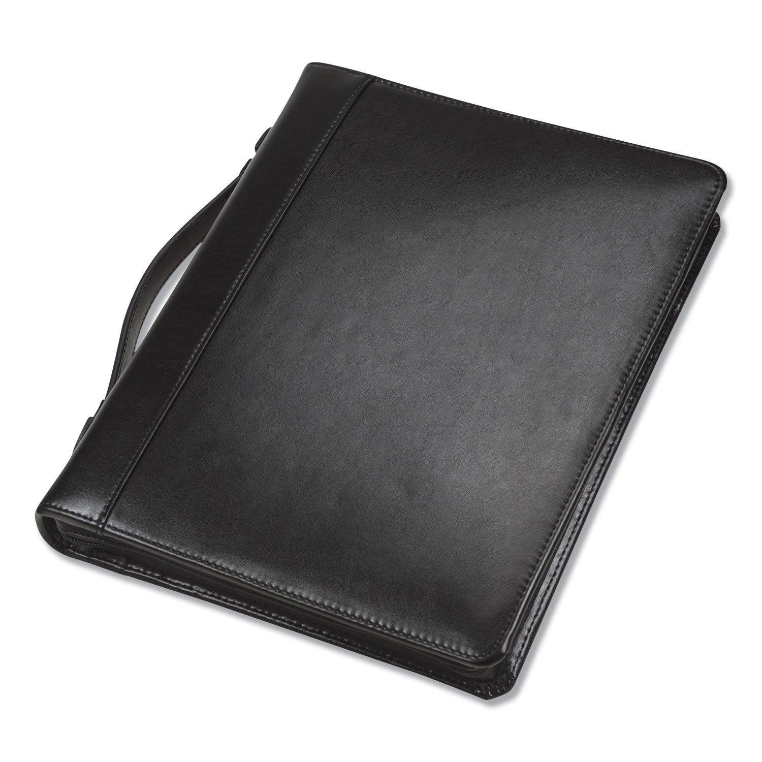 Samsill Leather Multi-Ring Zippered Portfolio, Two-Part, 1" Cap, 11 x 13 1/2, Black (15540)