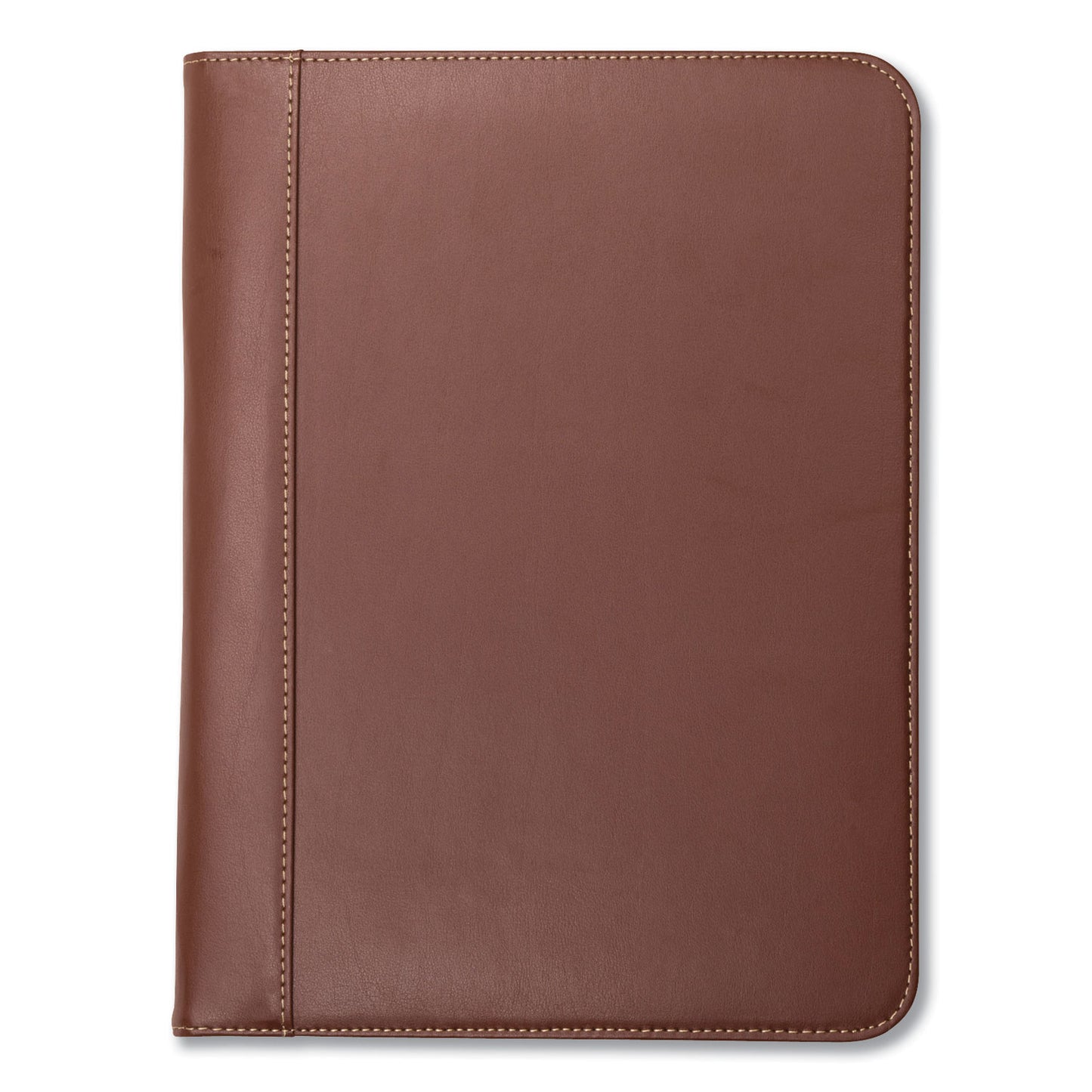 Samsill Contrast Stitch Leather Padfolio, 8 1/2 x 11, Leather, Tan (71716)