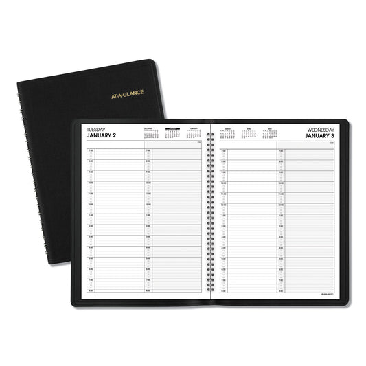 AT-A-GLANCE Two-Person Group Daily Appointment Book, 11 x 8, Black Cover, 12-Month (Jan to Dec): 2025 (7022205)