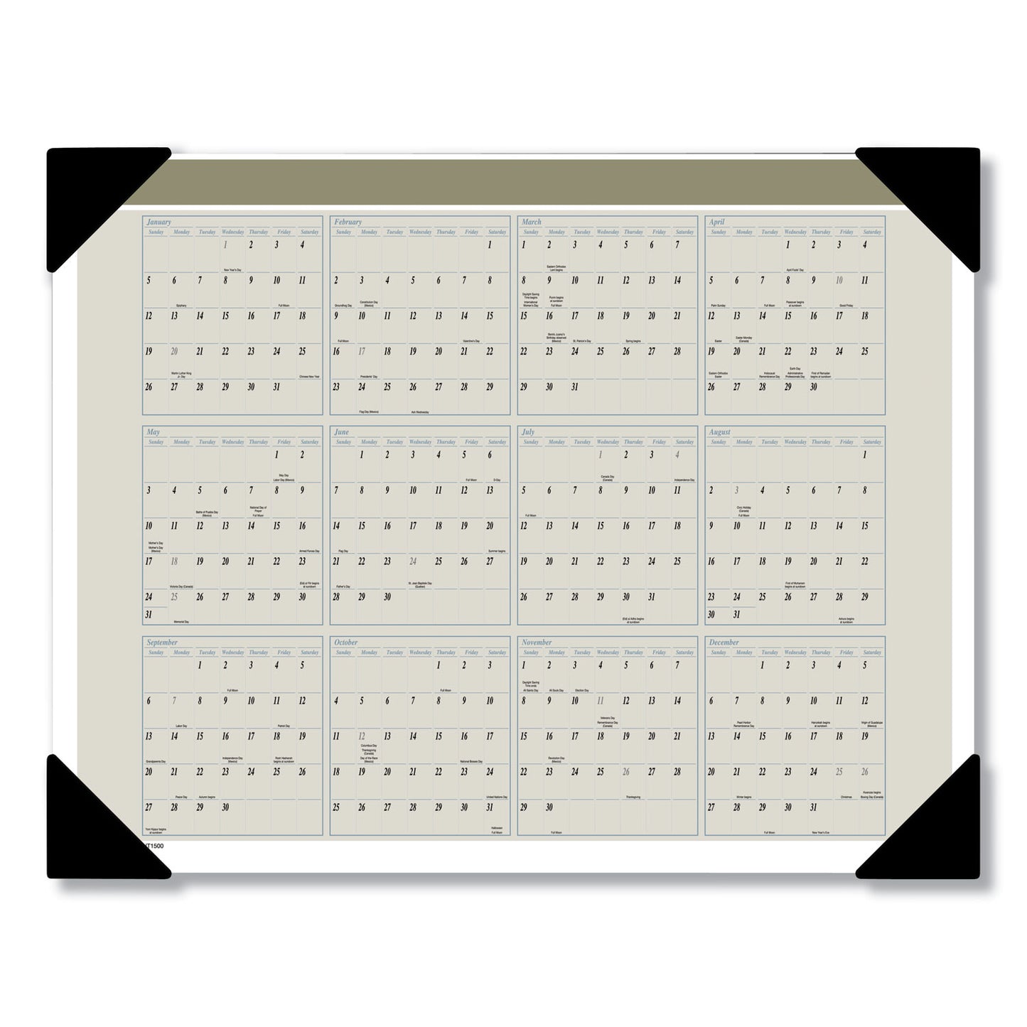 AT-A-GLANCE Executive Monthly Desk Pad Calendar, 22 x 17, White Sheets, Black Corners, 12-Month (Jan to Dec): 2025 (HT1500)