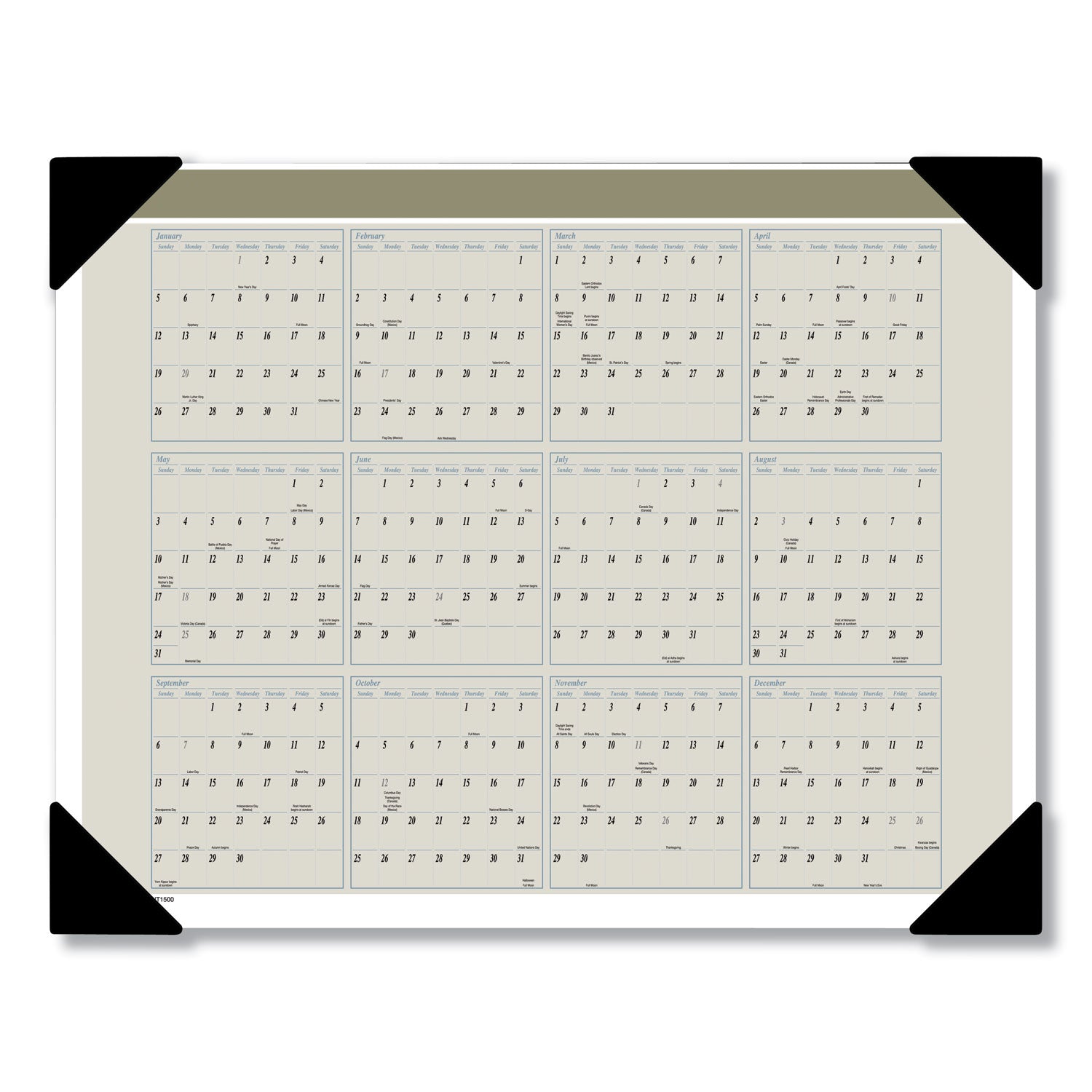 AT-A-GLANCE Executive Monthly Desk Pad Calendar, 22 x 17, White Sheets, Black Corners, 12-Month (Jan to Dec): 2025 (HT1500)