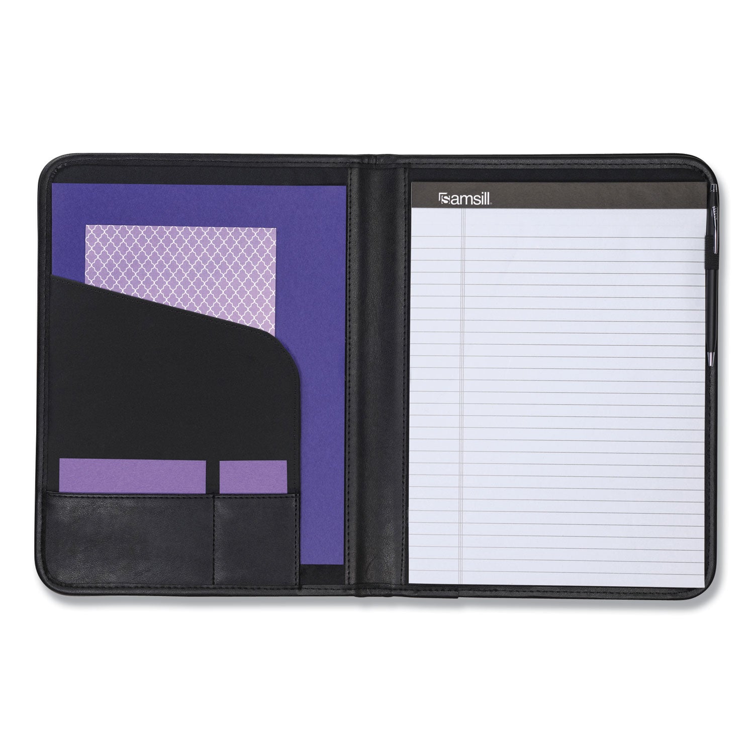 Samsill Professional Padfolio, Storage Pockets/Card Slots, Writing Pad, Black (70810)