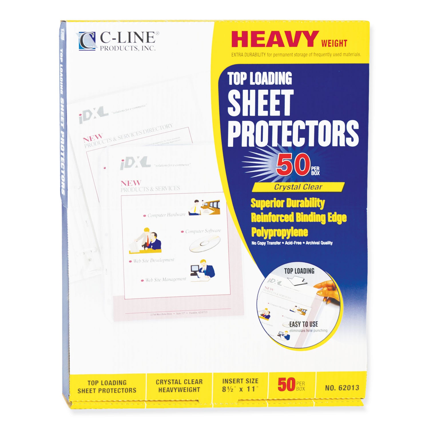 C-Line Heavyweight Polypropylene Sheet Protectors, Clear, 2", 11 x 8.5, 50/Box (62013)