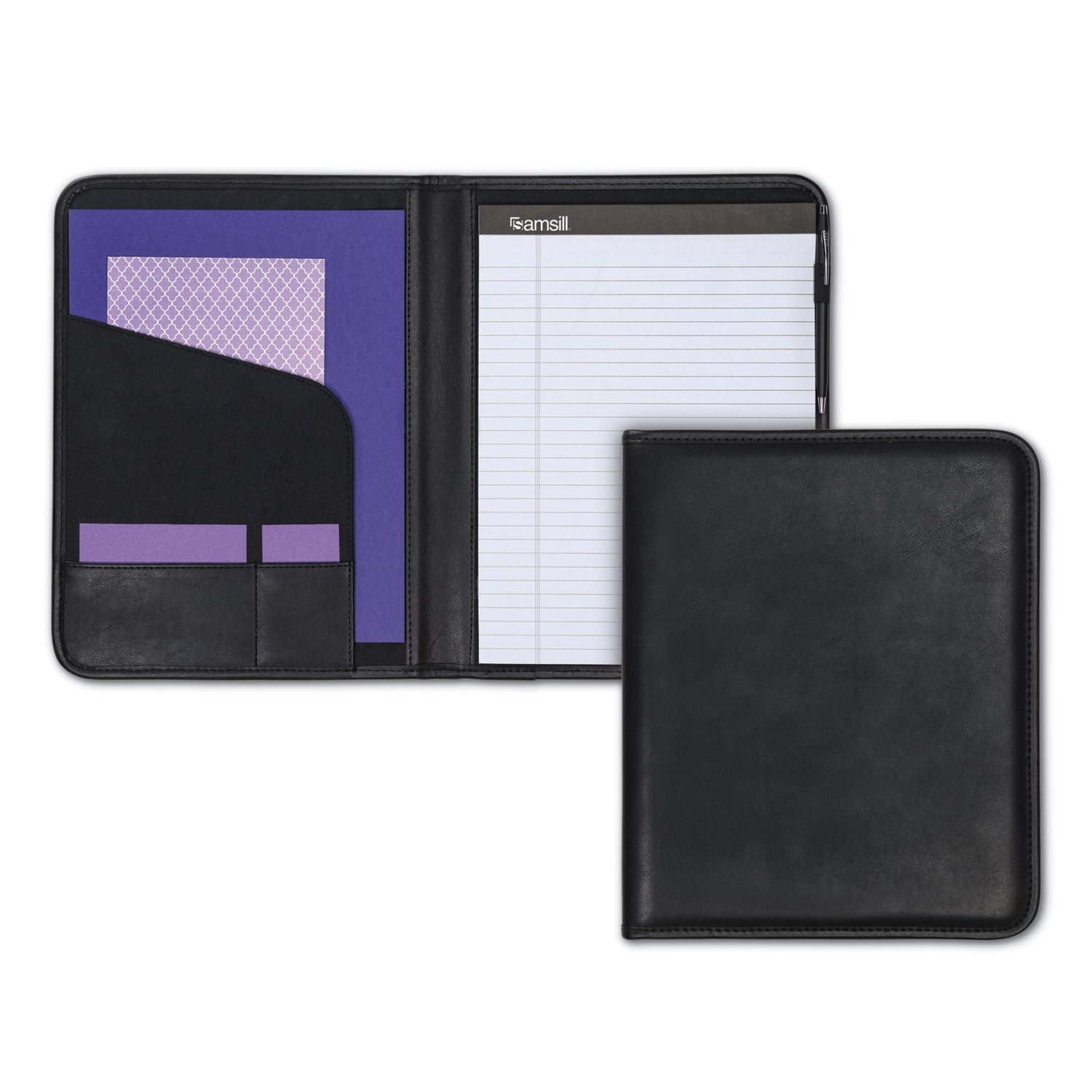 Samsill Professional Padfolio, Storage Pockets/Card Slots, Writing Pad, Black (70810)