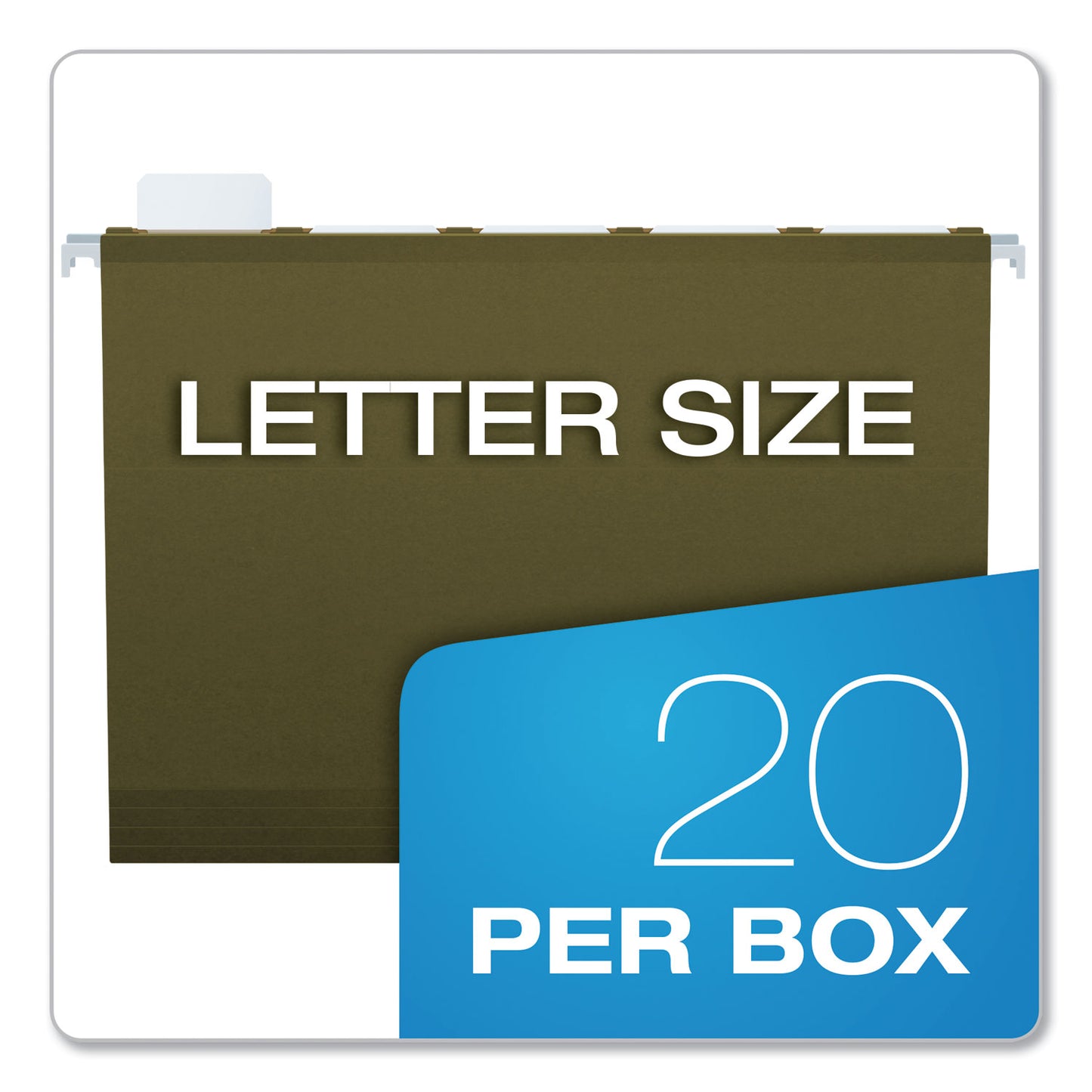 Pendaflex Ready-Tab Reinforced Hanging File Folders, Letter Size, 1/5-Cut Tabs, Standard Green, 25/Box (42590)