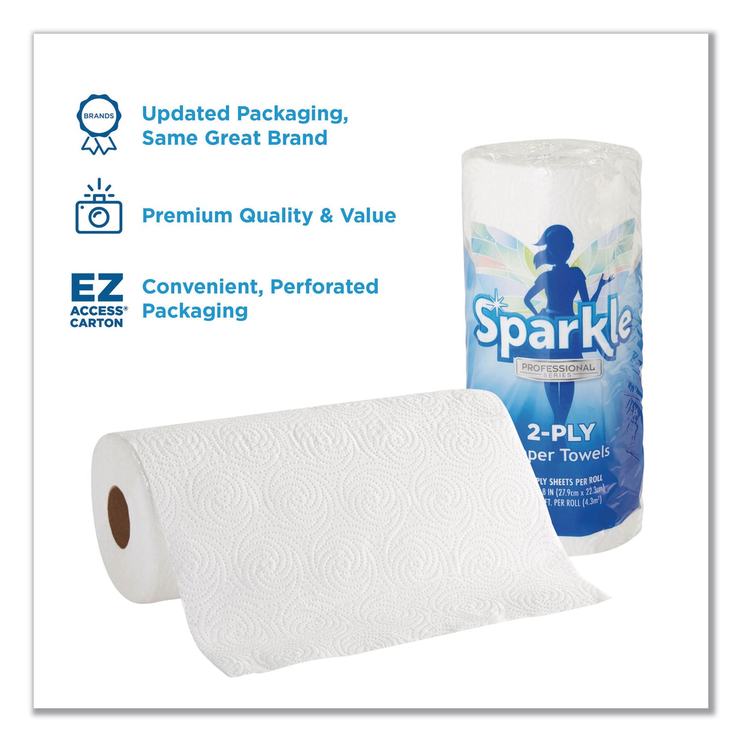 Georgia Pacific Professional Sparkle ps Premium Perforated Paper Kitchen Towel Roll, 2-Ply, 11 x 8.8, White, 85/Roll, 15 Rolls/Carton (2717714)