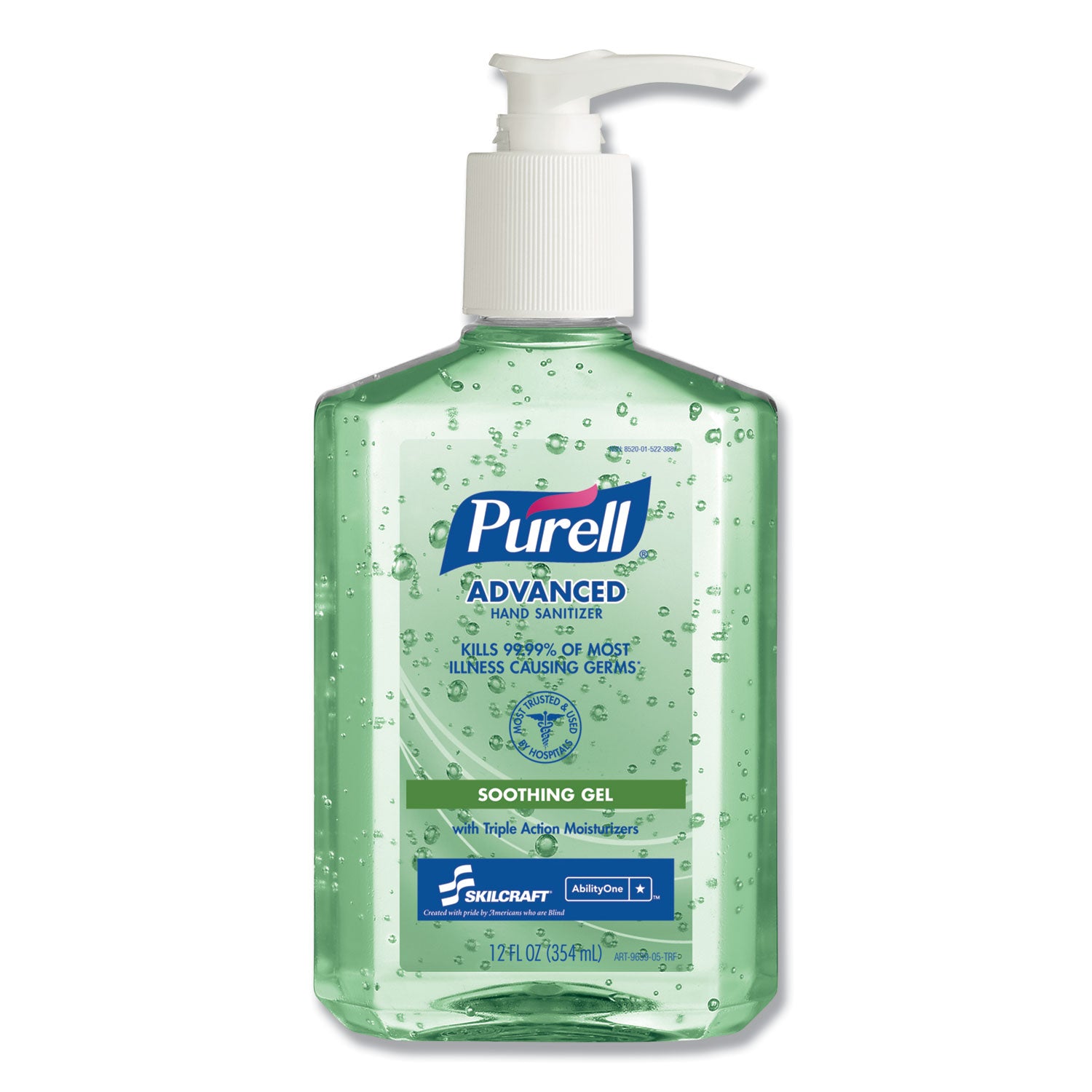 AbilityOne 8520015223887, SKILCRAFT PURELL Liquid Hand Sanitizer with Aloe, 12 oz, Pump Bottle, 12/Box