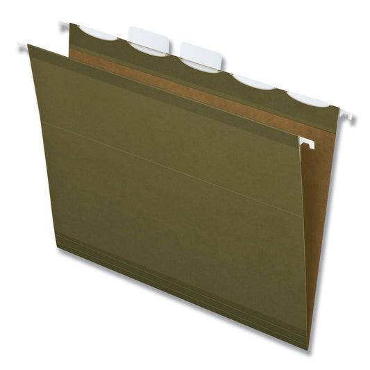 Pendaflex Ready-Tab Reinforced Hanging File Folders, Letter Size, 1/5-Cut Tabs, Standard Green, 25/Box (42590)