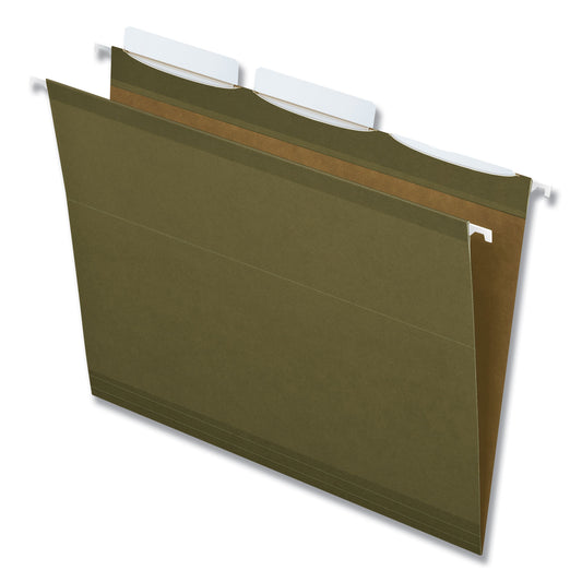 Pendaflex Ready-Tab Reinforced Hanging File Folders, Letter Size, 1/3-Cut Tabs, Standard Green, 25/Box (42620)