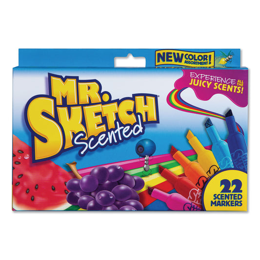 Mr. Sketch Scented Watercolor Marker, Broad Chisel Tip, Assorted Colors, 22/Pack (2054594)