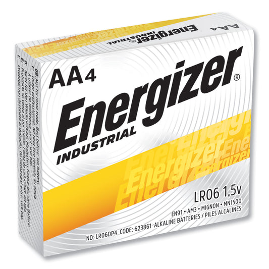 Energizer Industrial Alkaline AA Batteries, 1.5 V, 24/Box (EN91)