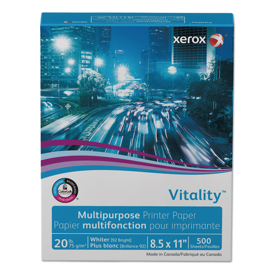 Xerox Vitality Multipurpose Print Paper, 92 Bright, 20 lb Bond Weight, 8.5 x 11, White, 500/Ream (3R02047RM)