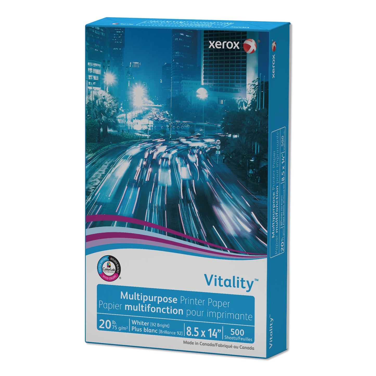 Xerox Vitality Multipurpose Print Paper, 92 Bright, 20 lb Bond Weight, 8.5 x 14, White, 500/Ream (3R02051)