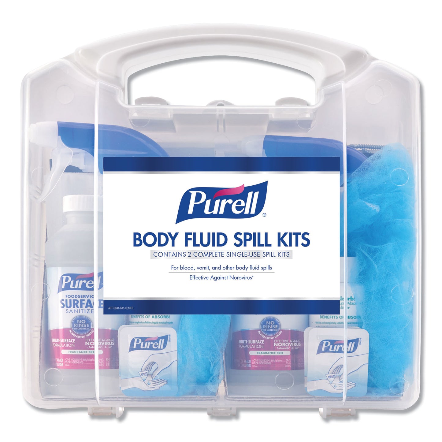 PURELL Body Fluid Spill Kit, 4.5" x 11.88" x 11.5", One Clamshell Case with 2 Single Use Refills/Carton (384101CLMS)