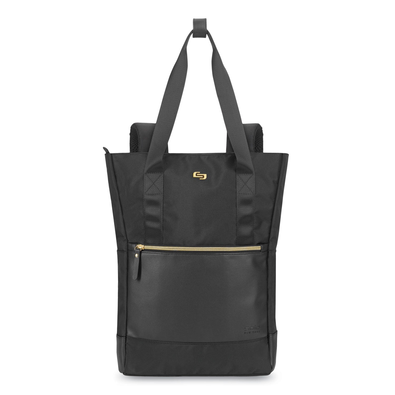 SOLO Parker Hybrid Tote/Backpack, Fits Devices Up to 15.6", Polyester, 3.75 x 16.5 x 16.5, Black/Gold (EXE8014)