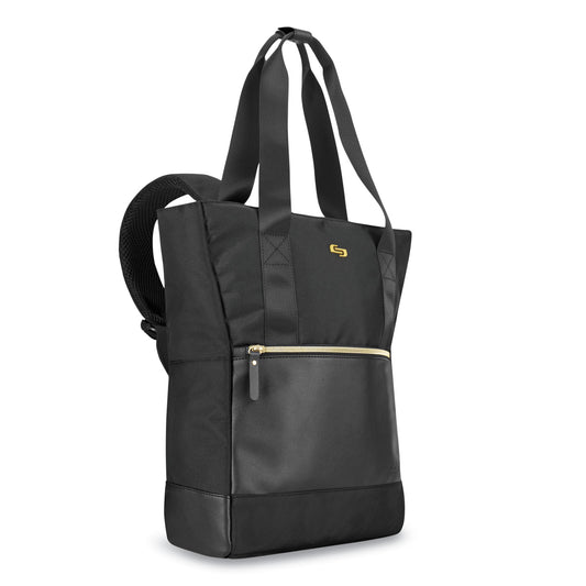 SOLO Parker Hybrid Tote/Backpack, Fits Devices Up to 15.6", Polyester, 3.75 x 16.5 x 16.5, Black/Gold (EXE8014)