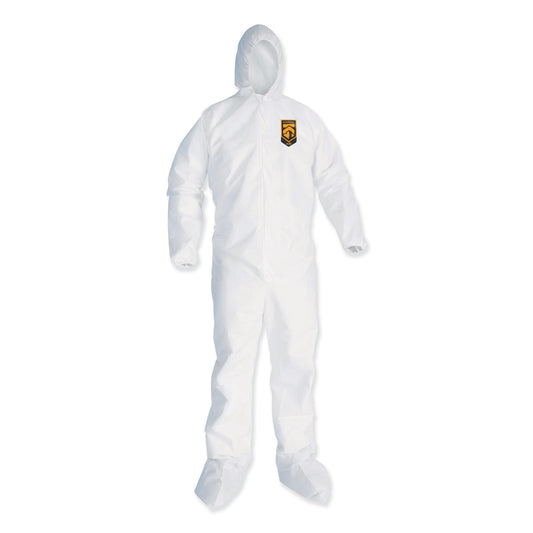 KleenGuard A35 Liquid and Particle Protection Coveralls, Zipper Front, Hooded, Elastic Wrists and Ankles, 2X-Large, White, 25/Carton (38941)