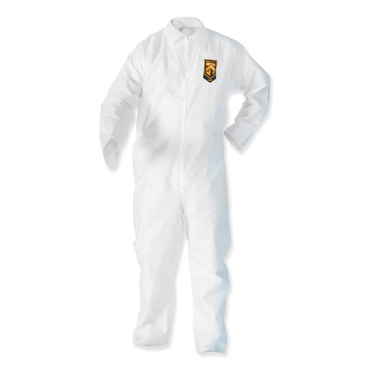 KleenGuard A35 Liquid and Particle Protection Coveralls, Zipper Front, Elastic Wrists and Ankles, 3X-Large, White, 25/Carton (38932)