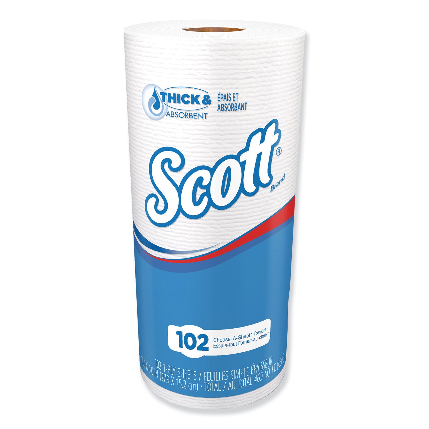 Scott Choose-A-Sheet Mega Kitchen Roll Paper Towels, 1-Ply, 4.8 x 11, White, 102/Roll, 24/Carton (47031)