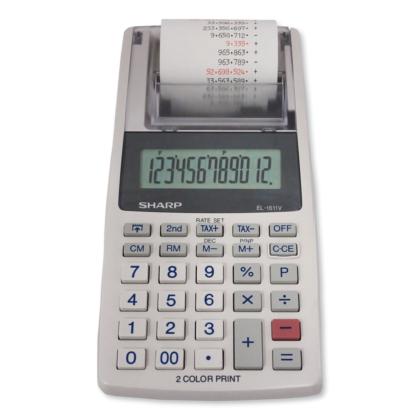 Sharp EL-1611V Printing Calculator, Black/Red Print, 2 Lines/Sec