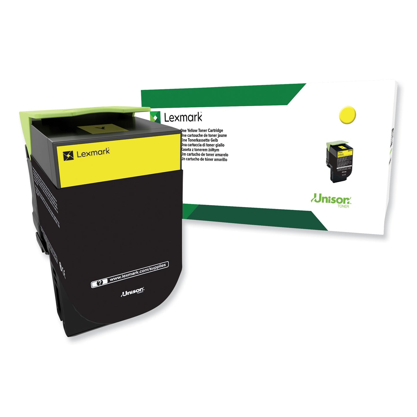Lexmark 80C0HYG Return Program High-Yield Toner, 3,000 Page-Yield, Yellow, TAA Compliant