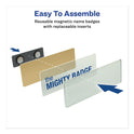 Avery The Mighty Badge Name Badge Holder Kit, Horizontal, 3 x 1, Laser, Gold, 50 Holders/120 Inserts (71207)