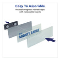 Avery The Mighty Badge Name Badge Holder Kit, Horizontal, 3 x 1, Inkjet, Silver, 10 Holders/ 80 Inserts (71205)