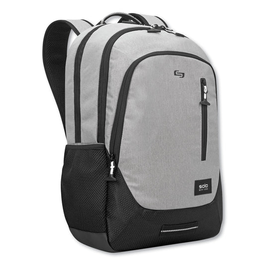 SOLO Region Backpack, Fits Devices Up to 15.6", Nylon/Polyester, 13 x 5 x 19, Light Gray (VAR70410)