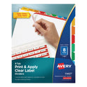 Avery Print and Apply Index Maker Clear Label Dividers, 8-Tab, Color Tabs, 11 x 8.5, White, Traditional Color Tabs, 1 Set (11407)