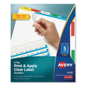 Avery Print and Apply Index Maker Clear Label Dividers, 5-Tab, Color Tabs, 11 x 8.5, White, Traditional Color Tabs, 5 Sets (11418)